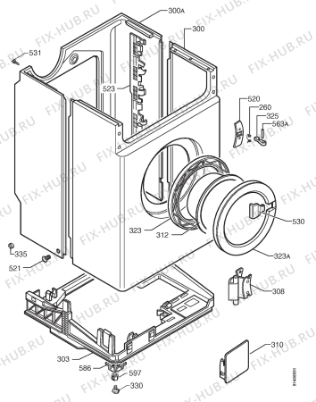 Взрыв-схема стиральной машины Zanussi FLS985QW - Схема узла Cabinet + armatures